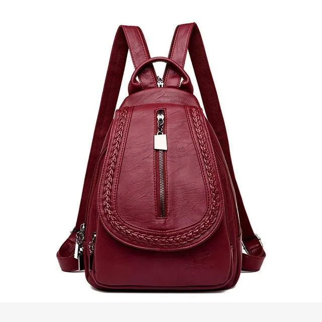 Women Genuine Leather Backpacks Zipper Chest Bag Travel Back Pack School Bags For Teenage Girls