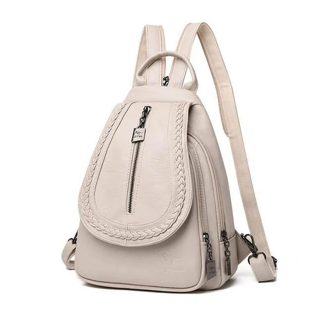 Women Genuine Leather Backpacks Zipper Chest Bag Travel Back Pack School Bags For Teenage Girls
