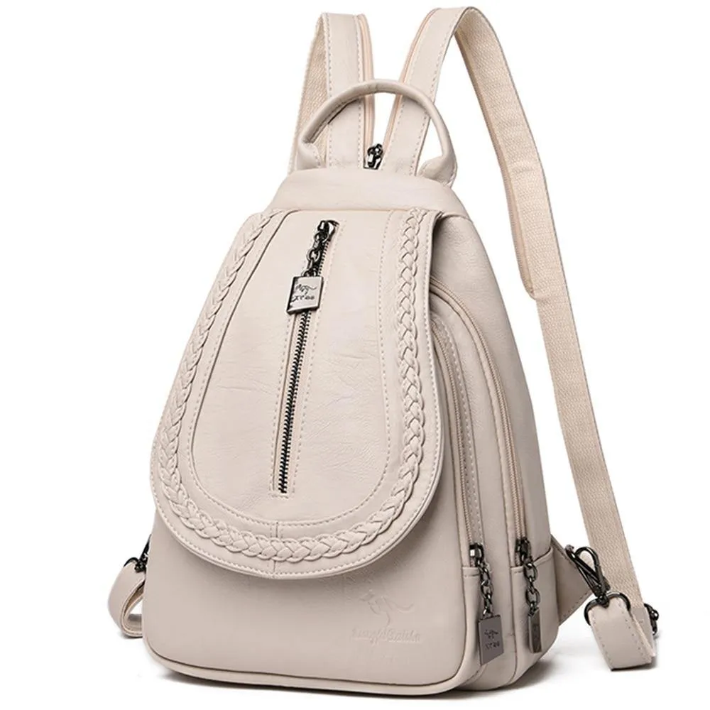 Women Genuine Leather Backpacks Zipper Chest Bag Travel Back Pack School Bags For Teenage Girls