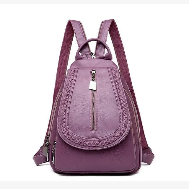 Women Genuine Leather Backpacks Zipper Chest Bag Travel Back Pack School Bags For Teenage Girls