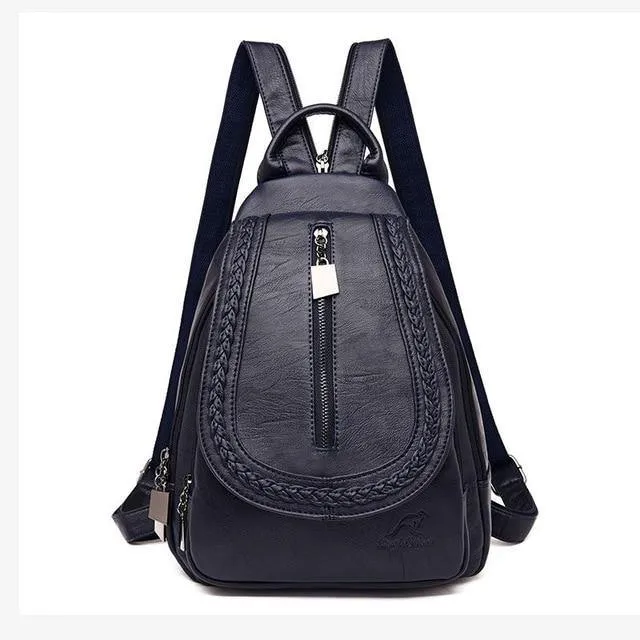 Women Genuine Leather Backpacks Zipper Chest Bag Travel Back Pack School Bags For Teenage Girls