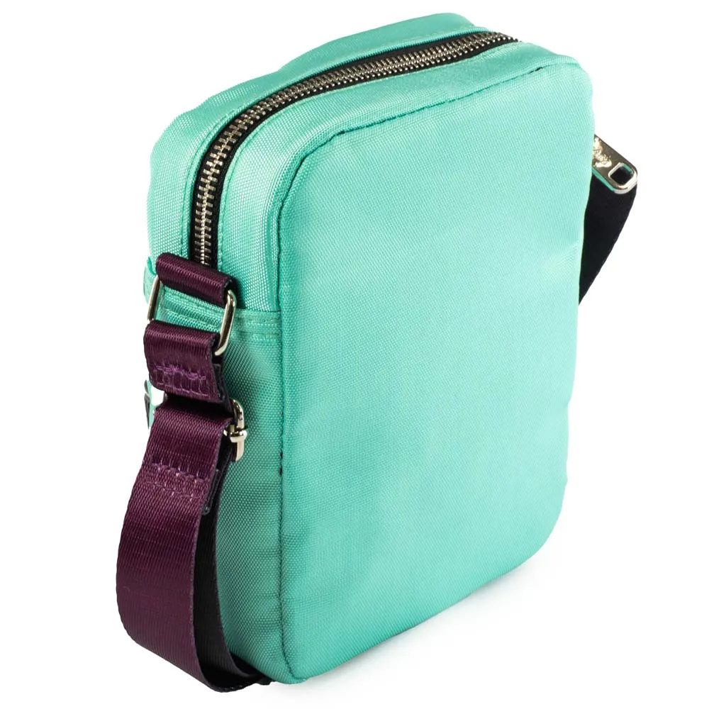 Women's Crossbody Wallet - The Little Mermaid Iridescent Shell Floral Embossing Aqua Blues Purples