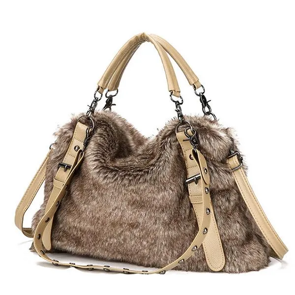 Women's Plush Elegant Shoulder Bag Tote Handbag
