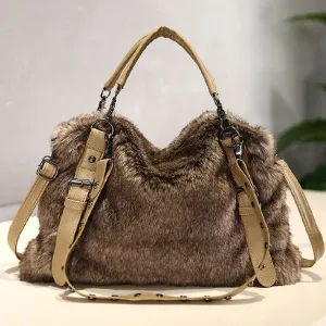 Women's Plush Elegant Shoulder Bag Tote Handbag