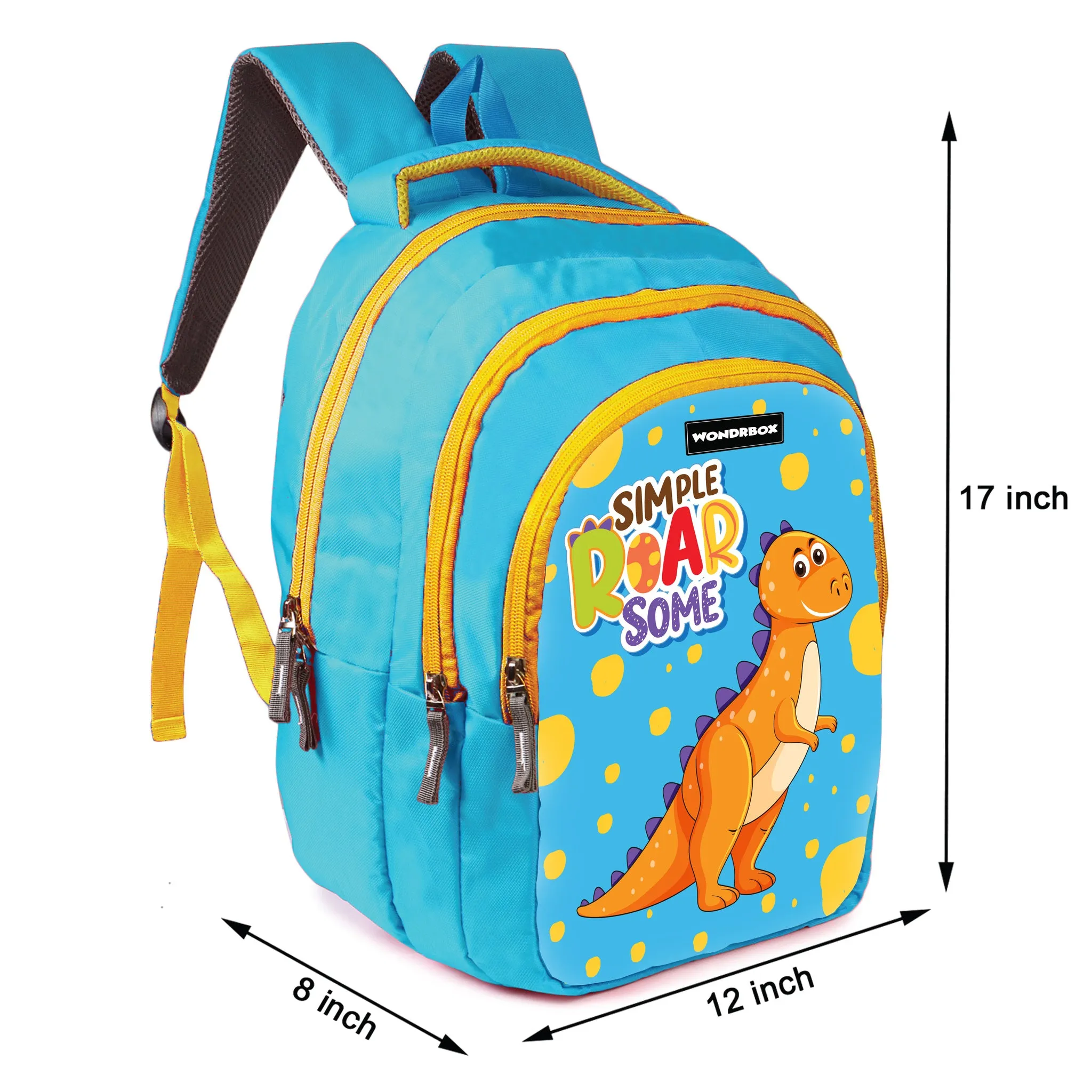 WONDRBOX Dinosaur School Bag For Boys and Girls Age 8 and up