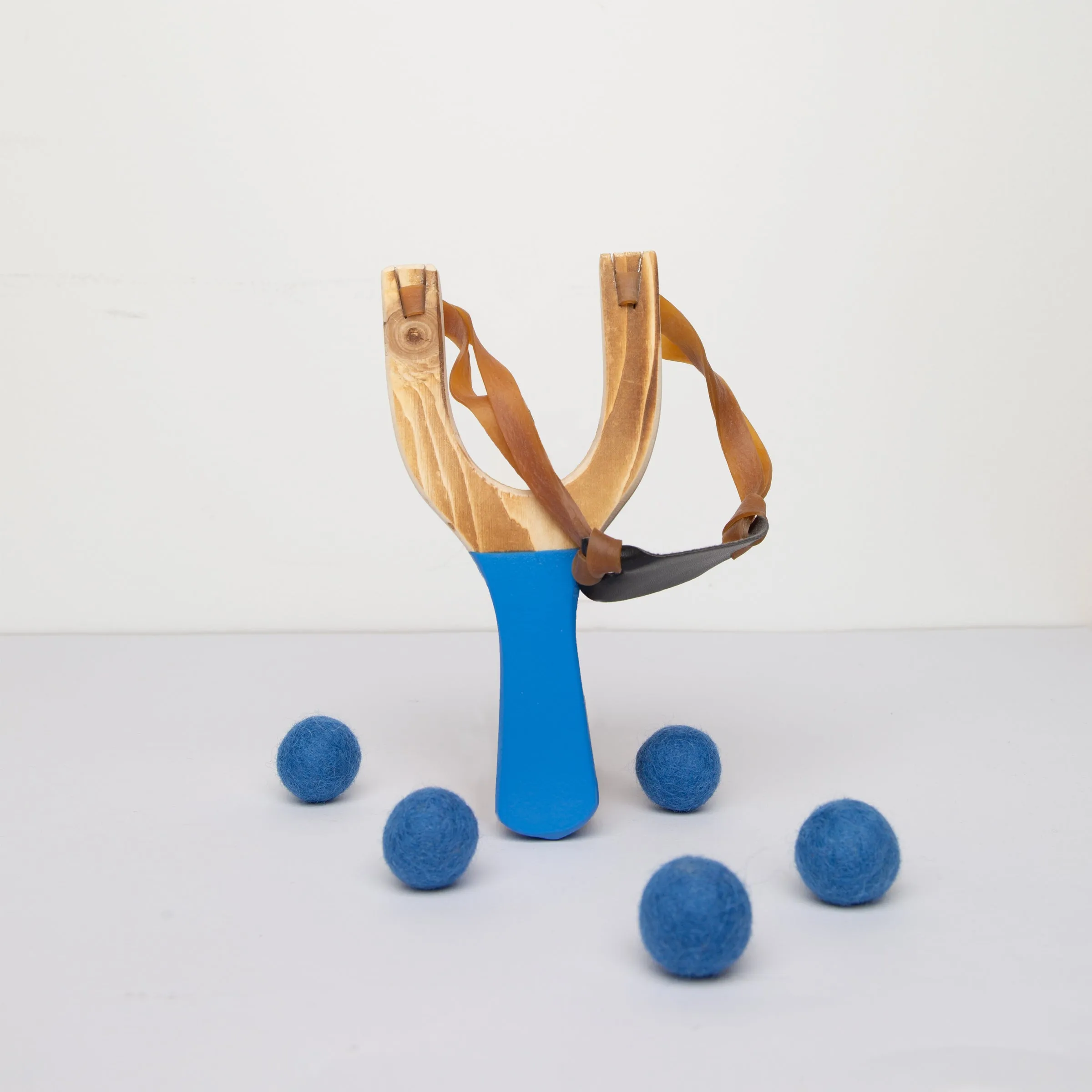 Wooden Slingshot with Felt Ammo