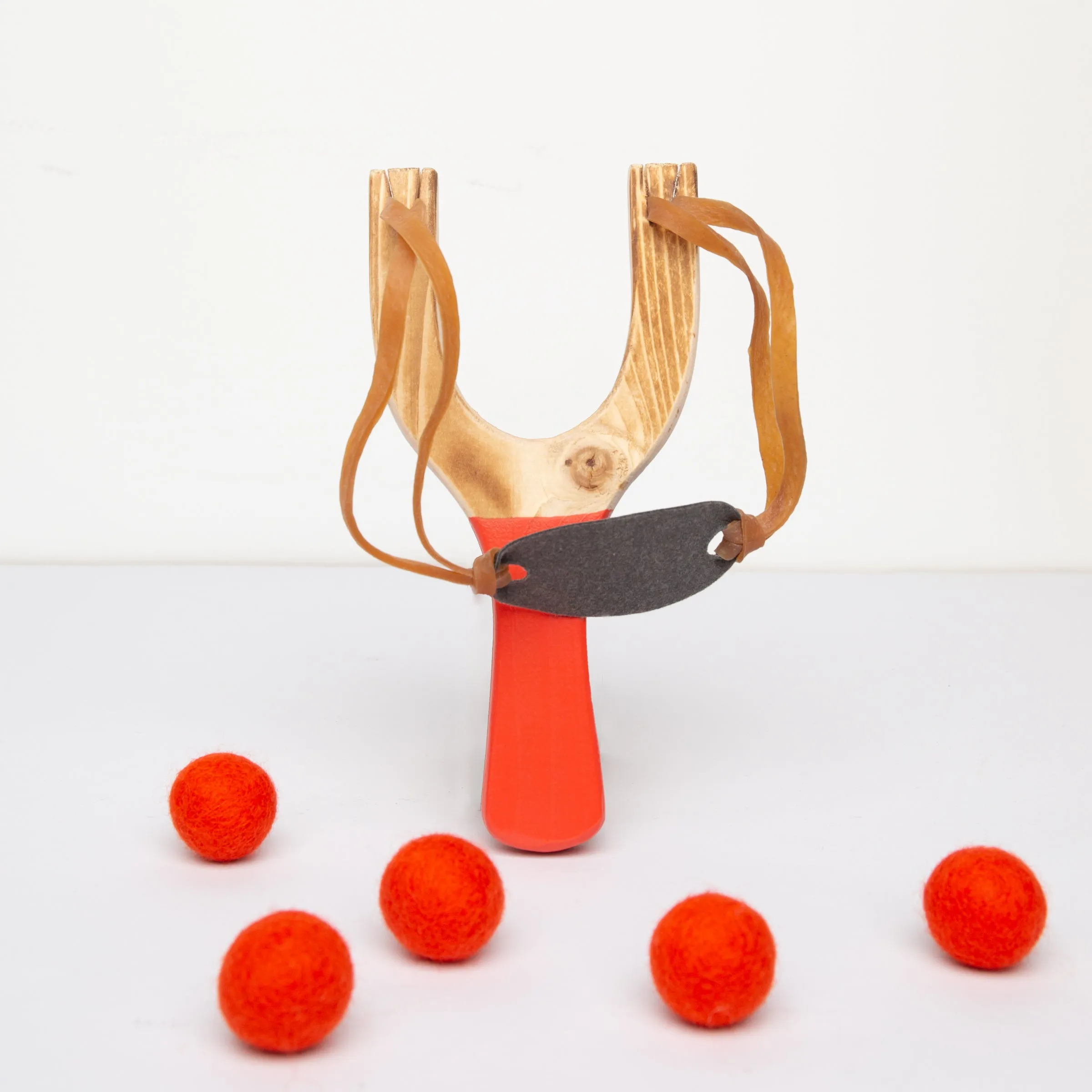 Wooden Slingshot with Felt Ammo