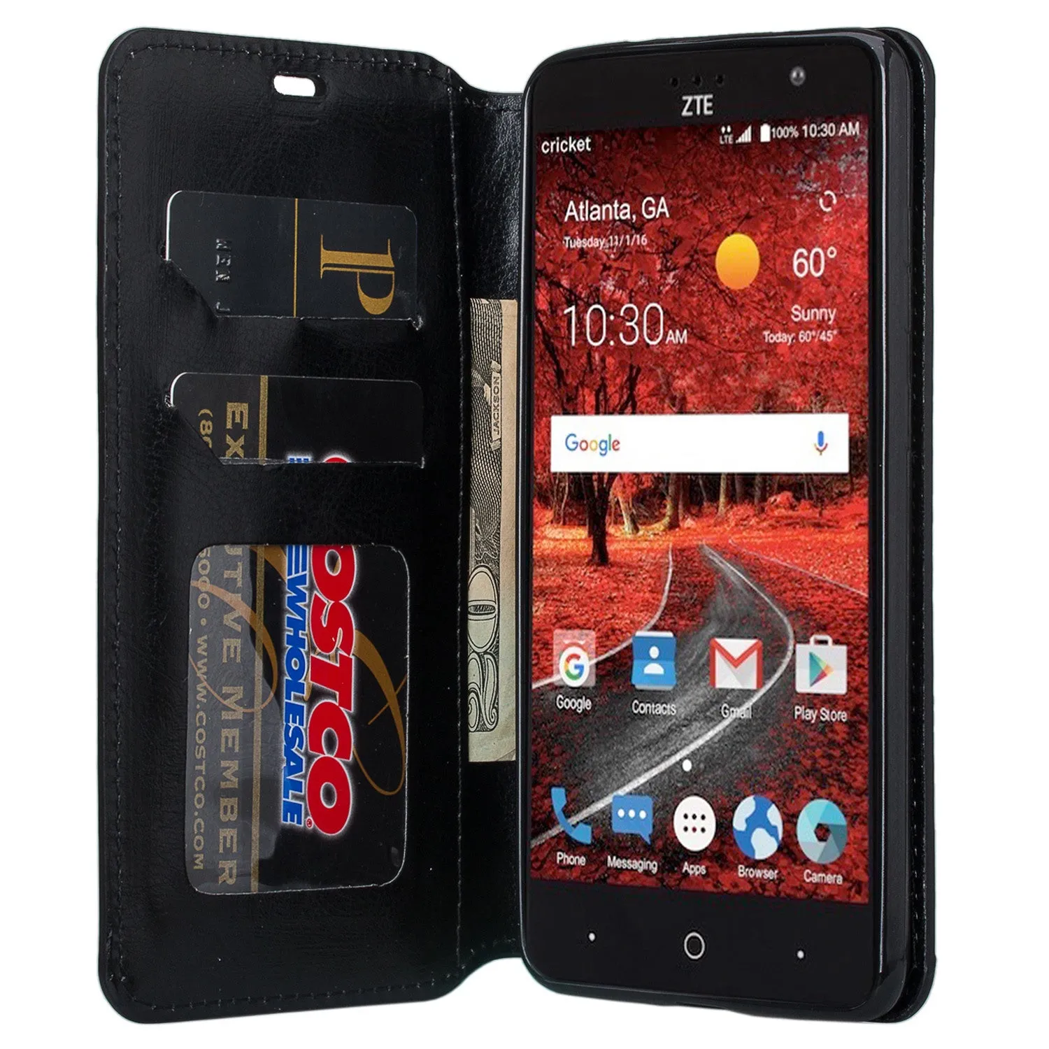 ZTE Blade Spark Z971, ZTE ZMAX One, ZTE Grand X4, X 4 Case, Magnetic Flip [Kickstand] Pu Leather Wallet Cover with Slots - Black