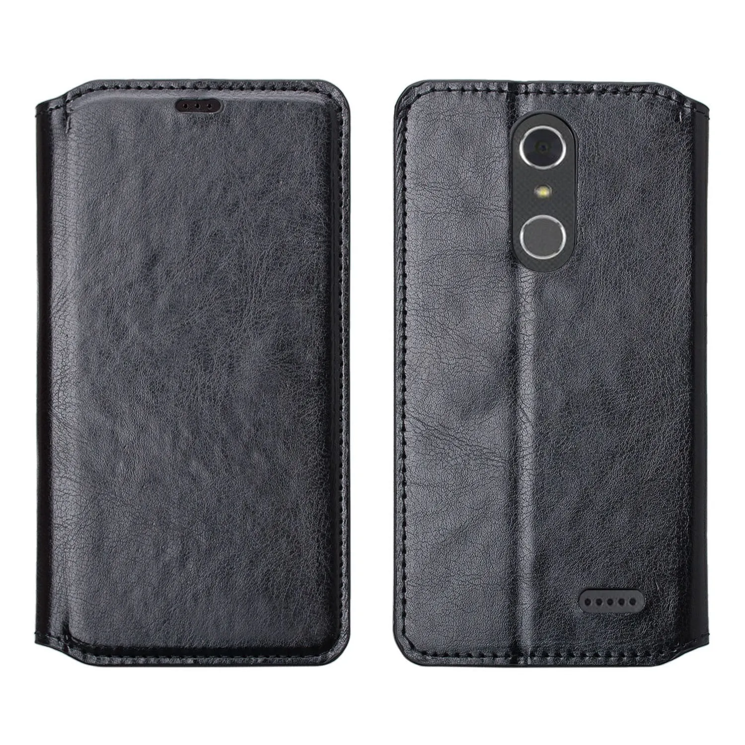 ZTE Blade Spark Z971, ZTE ZMAX One, ZTE Grand X4, X 4 Case, Magnetic Flip [Kickstand] Pu Leather Wallet Cover with Slots - Black
