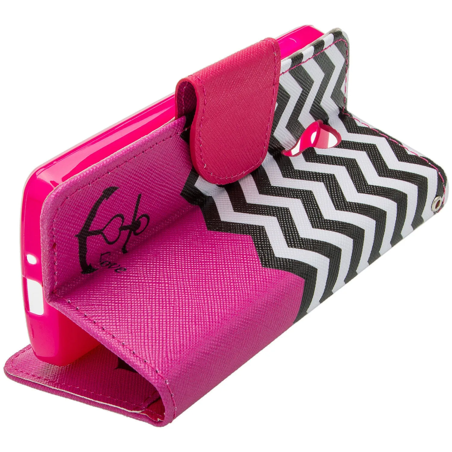 ZTE Ultra Case | ZTE Quest | ZTE Uhura Case, Wrist Strap Magnetic Flip Fold[Kickstand] Pu Leather Wallet Case with ID & Credit Card Slots for ZTE Ultra/Quest/Uhura - Hot Pink Anchor