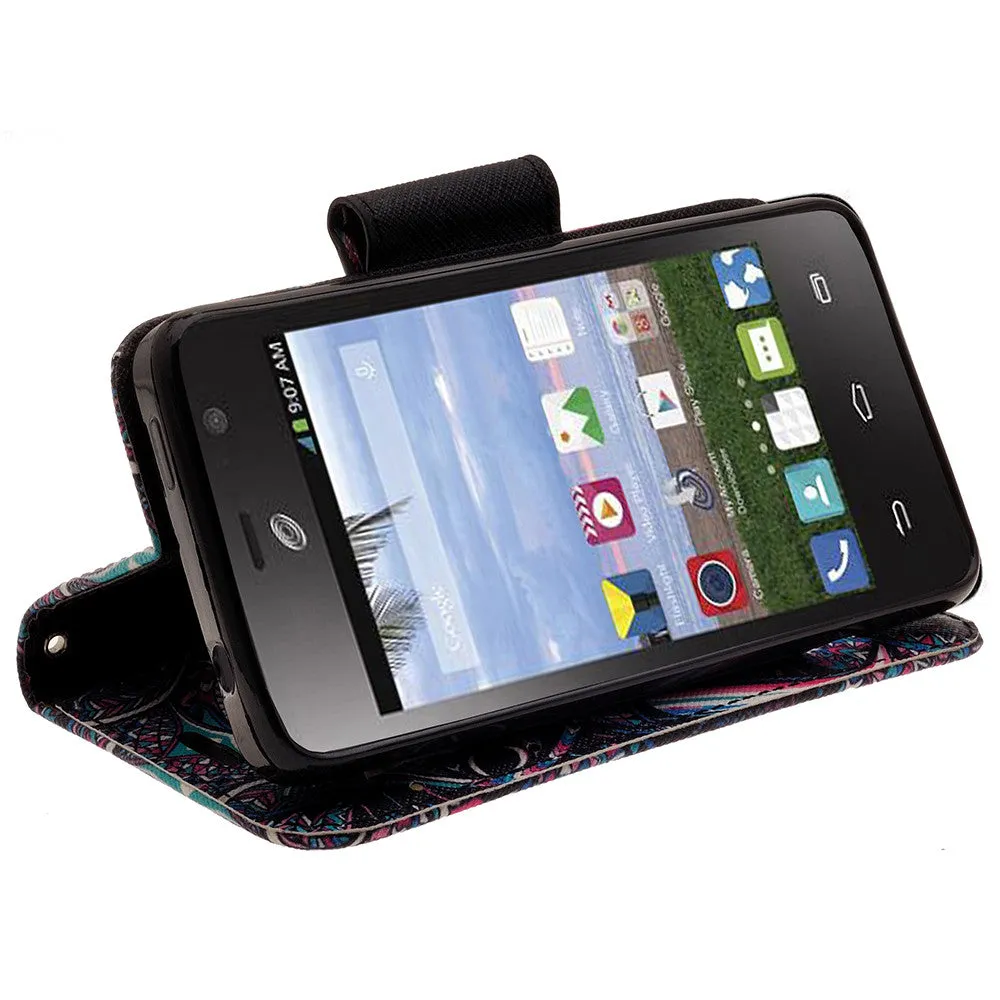 ZTE Zephyr Case, Wrist Strap Magnetic Fold[Kickstand] Pu Leather Wallet Case with ID & Credit Card Slots for ZTE Zephyr - Tribal Elephant